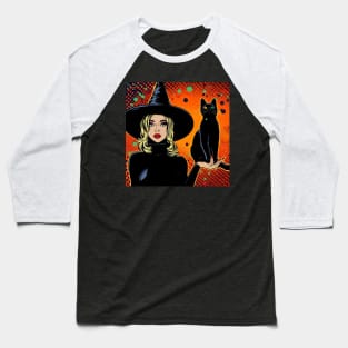 Witch and her cat Baseball T-Shirt